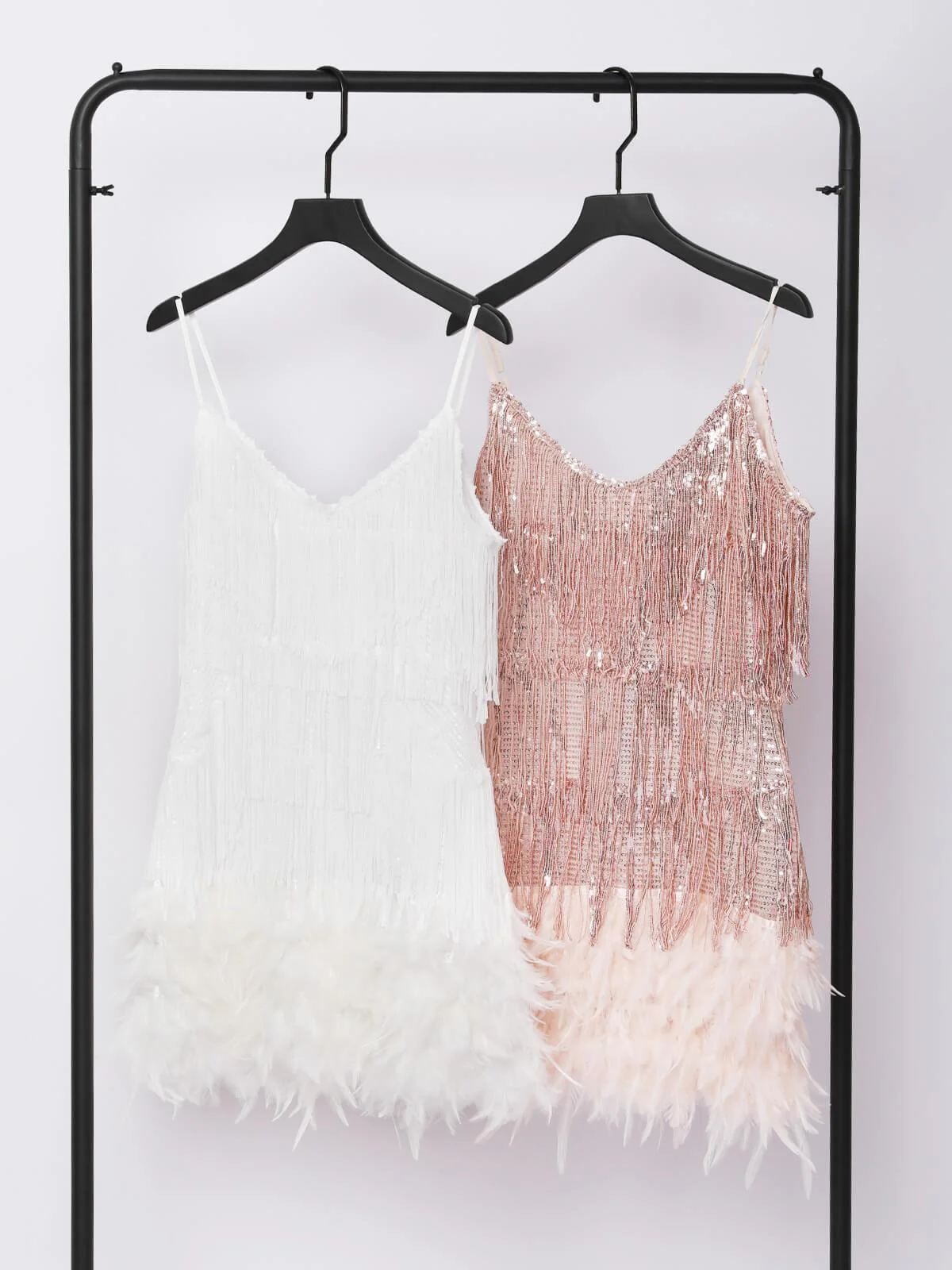 Austyn Tassel Feather Mini Dress In White - Image 6