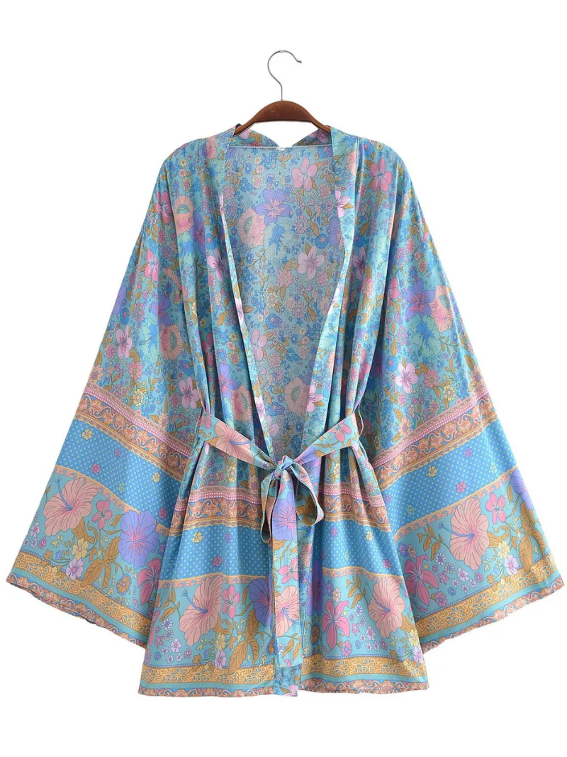 Down To Earth Cotton Floral Short Kimono Jcaket - Image 3