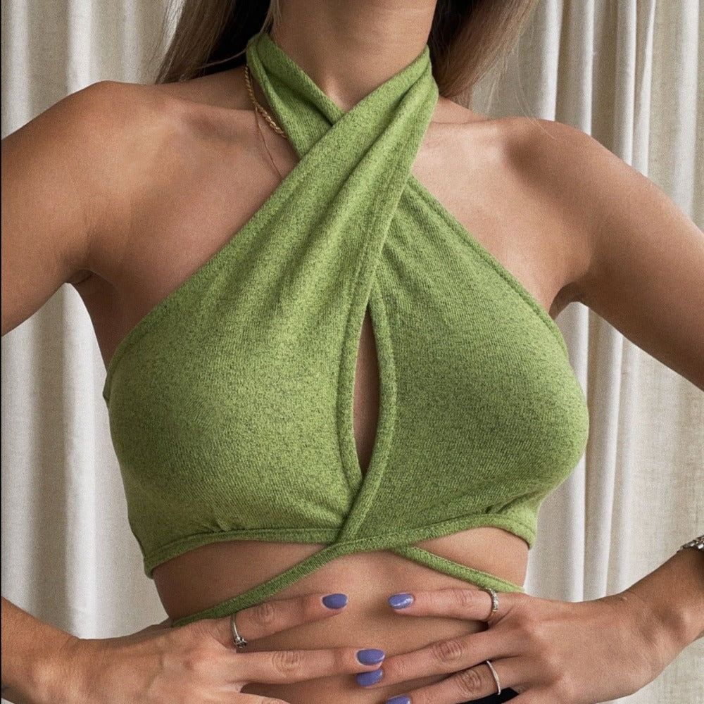 Febe Criss Cross Halter Crop Top - Image 3