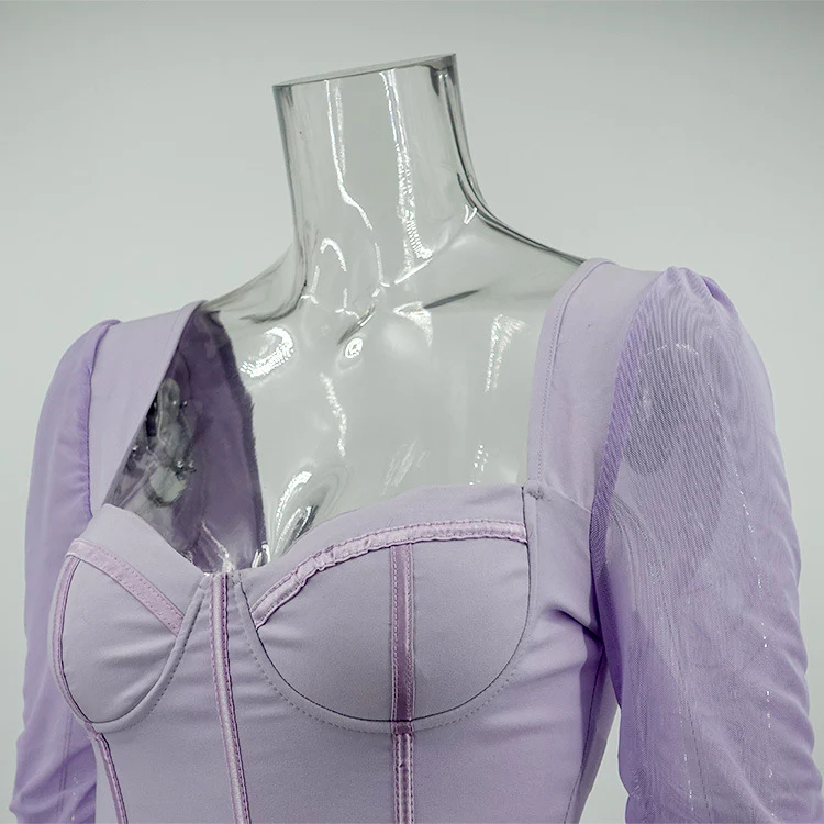 Fern Puff Long Sleeve Ruched Corset Top - Image 6