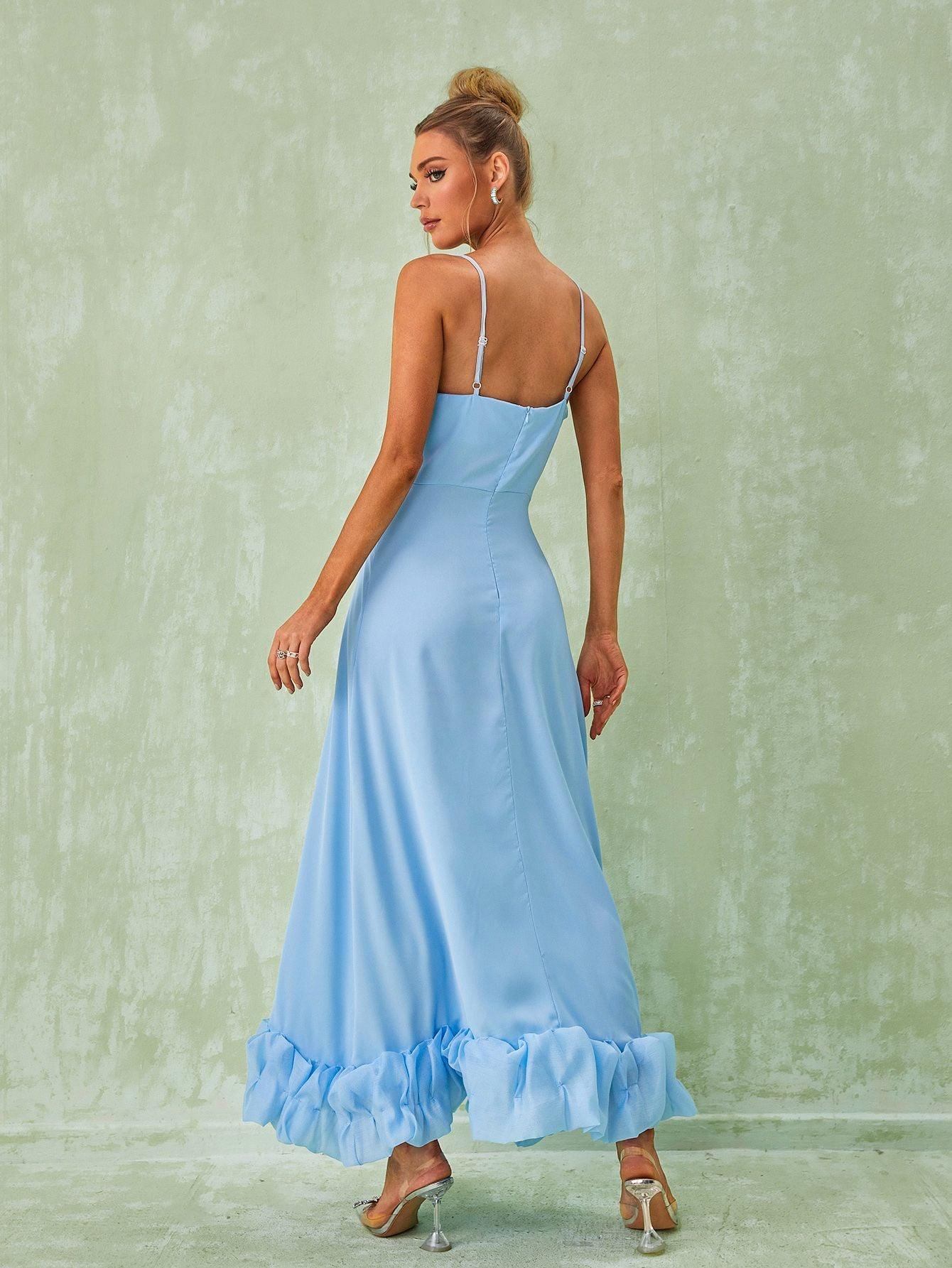 Ilsa Spaghetti Midi Dress In Blue - Image 4