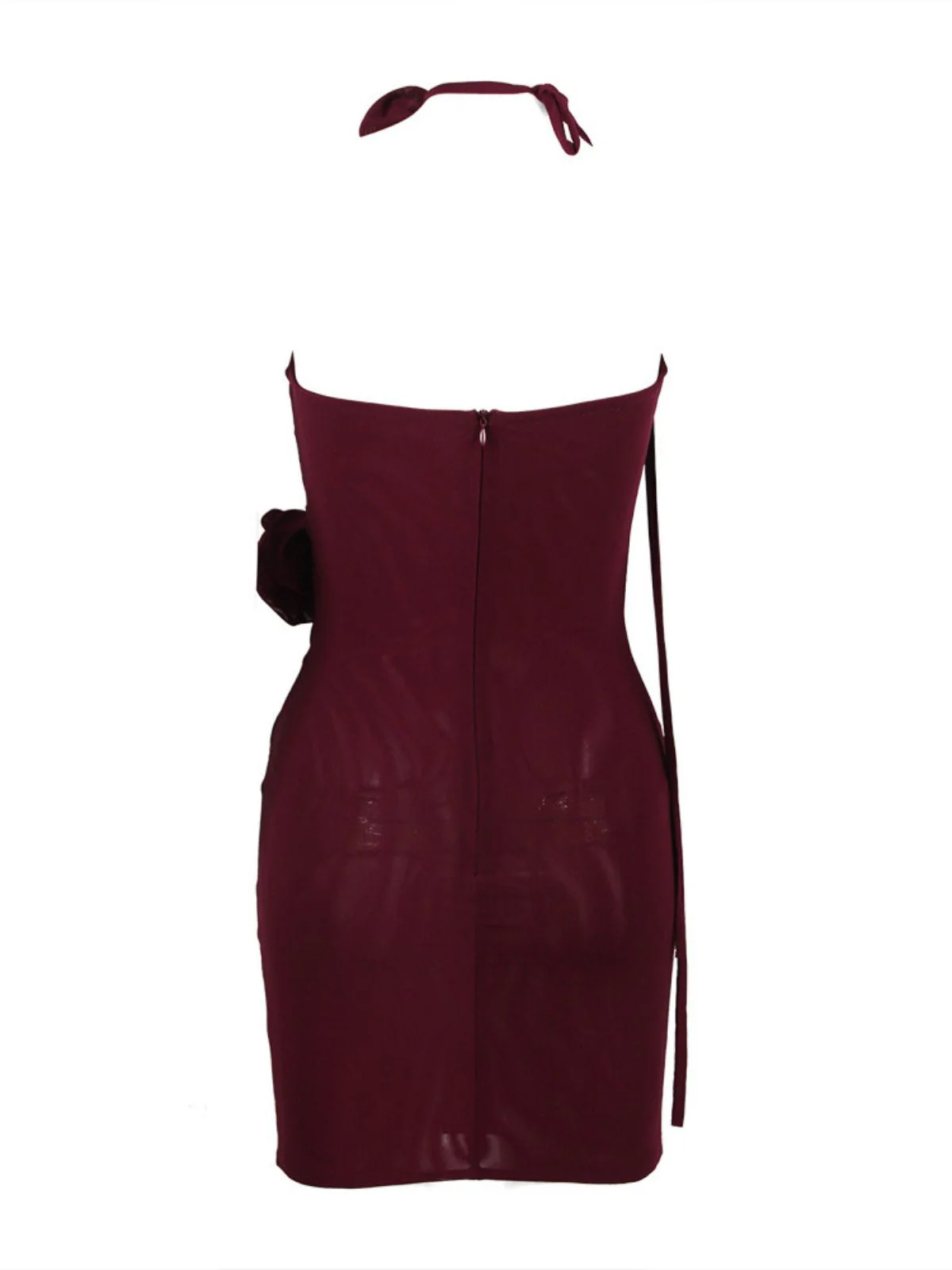 Inara Strapless Mesh Cutout Mini Dress In Wine - Image 7