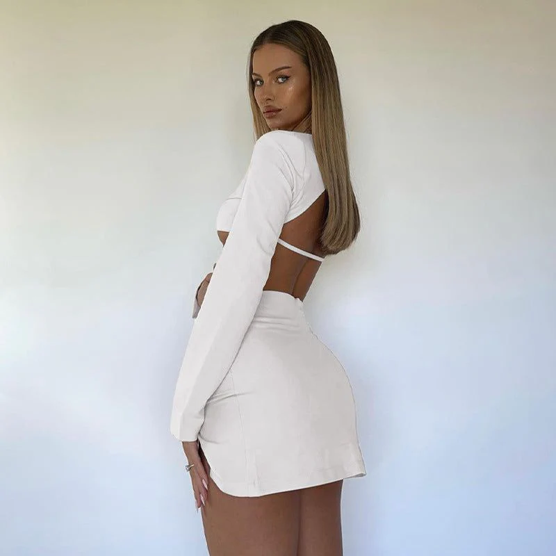 Kylie Backless Crop Top & Mini Skirt Set - Image 3