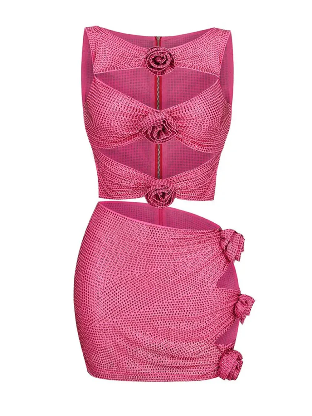 LINNE Cutout Top & Skirt Set in Pink - Image 3