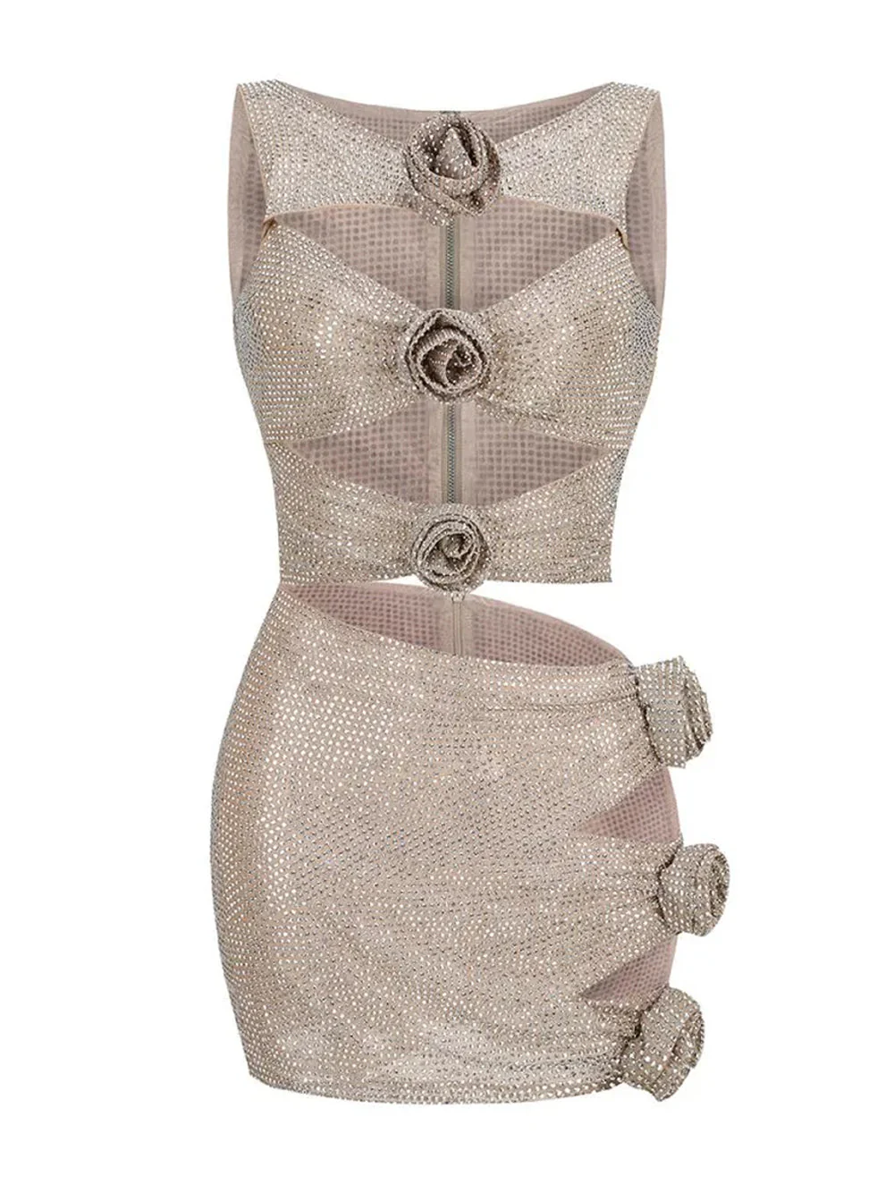 LINNE Cutout Top & Skirt Set in Silver - Image 3
