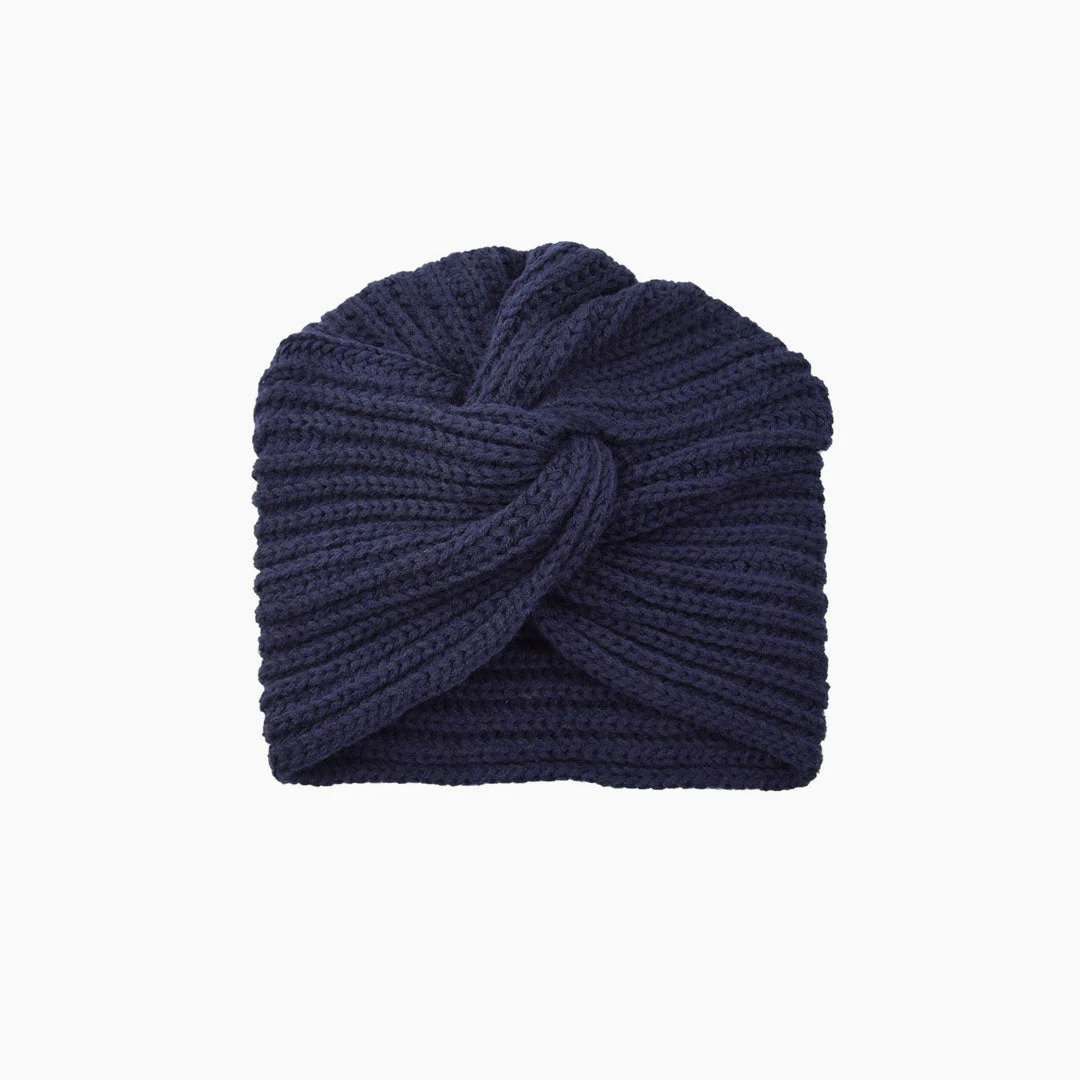 Cozy Me Up Soldi Color Ribbed Twist Front Winter Turban - Image 7