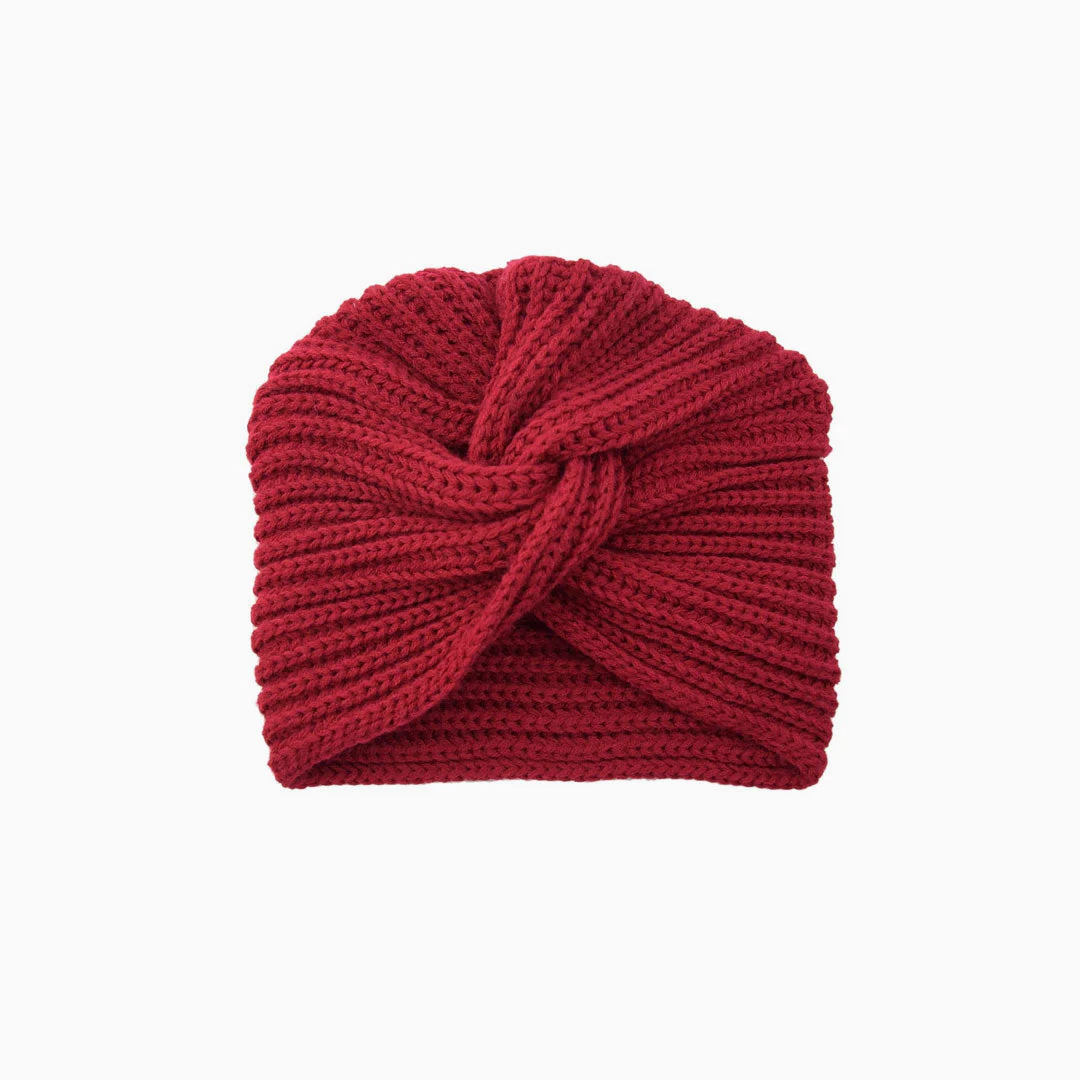 Cozy Me Up Soldi Color Ribbed Twist Front Winter Turban - Image 9