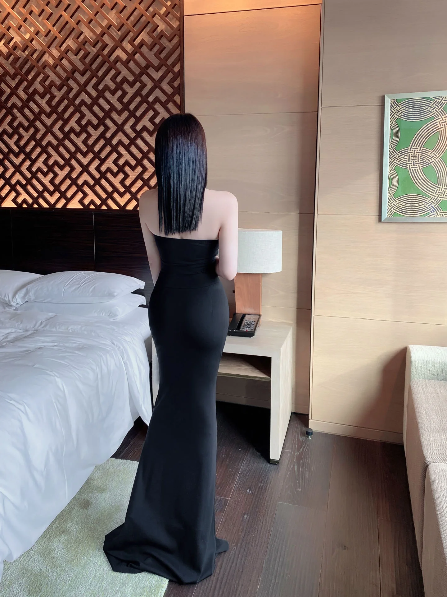 Sweetheart Strapless Bodycon Maxi Prom Formal Dress - Black - Image 6