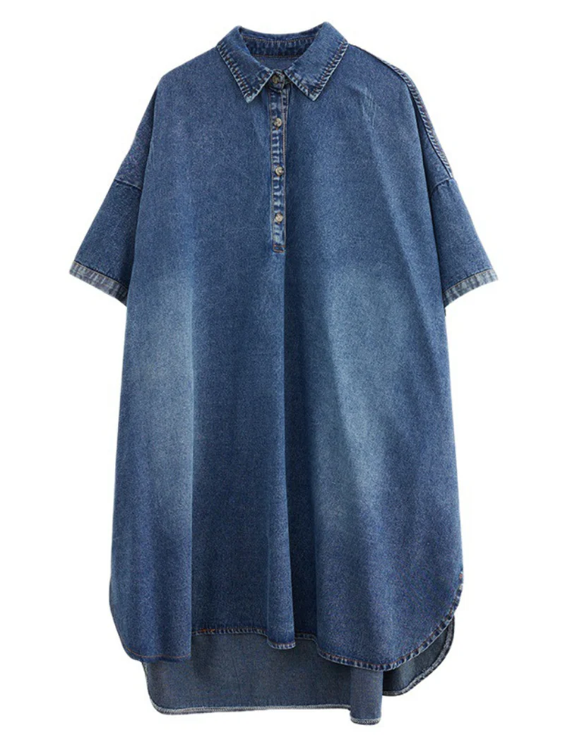 Summer Stylish Short Sleeves Loose Side Pocket With Denim Tops - Image 5