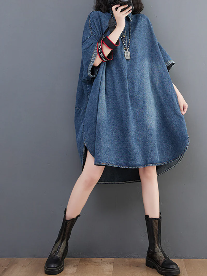 Summer Stylish Short Sleeves Loose Side Pocket With Denim Tops - Image 6