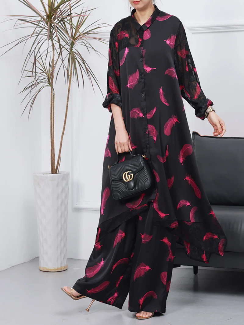 Women Cardigan Wide-leg Pants Co-ords Dress - Image 3