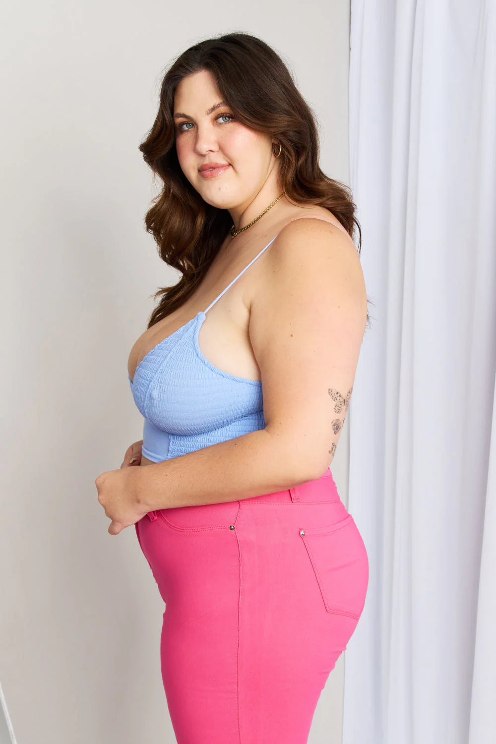 Zenana Full Size Textured Spaghetti Strap Bralette in Spring Blue - Image 8