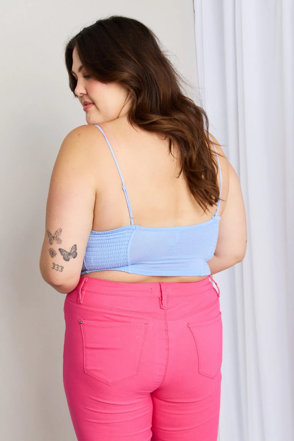 Zenana Full Size Textured Spaghetti Strap Bralette in Spring Blue - Image 9