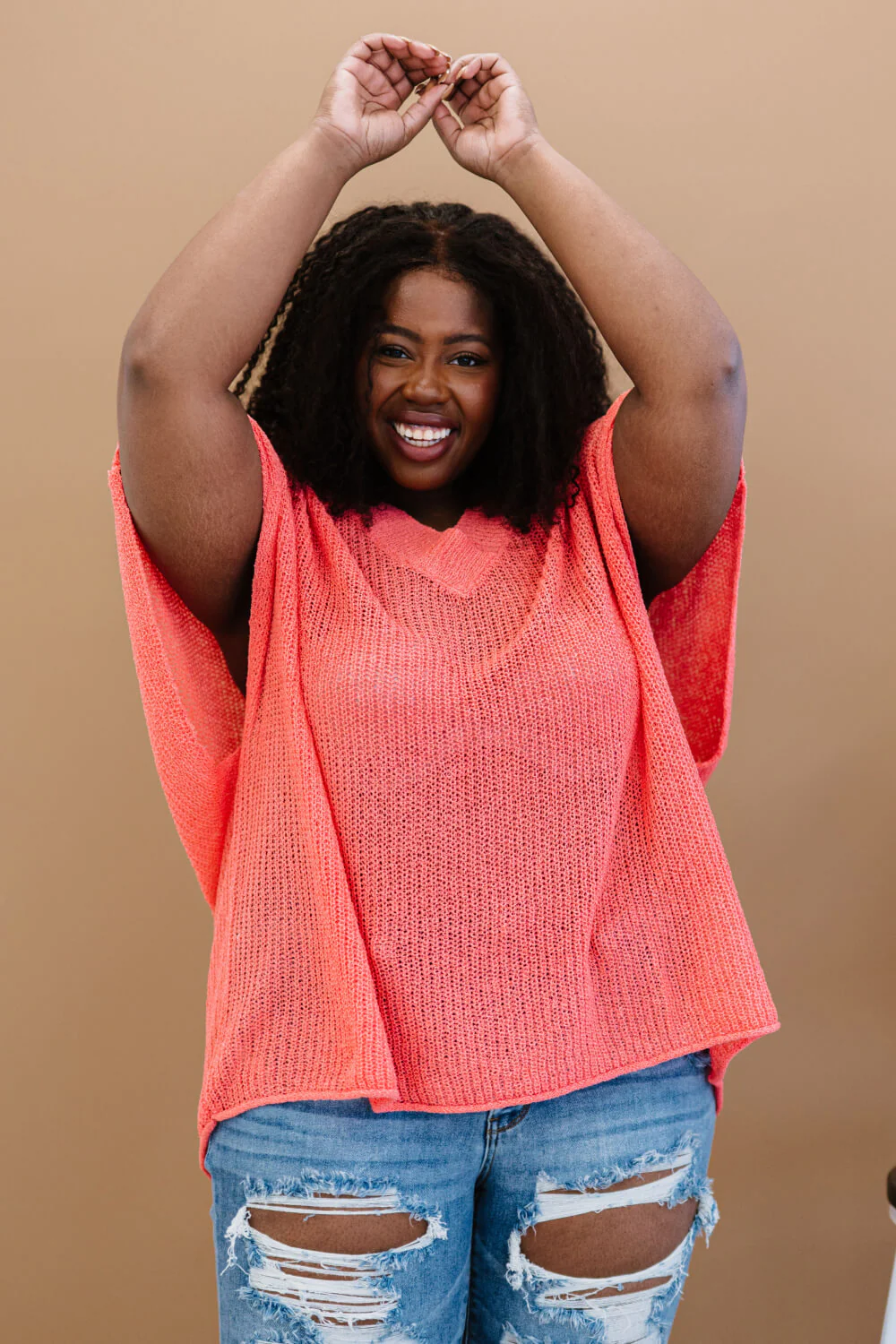 Zenana Lips Are Sealed Full Size Run Openwork Short-Sleeve Sweater - Image 3