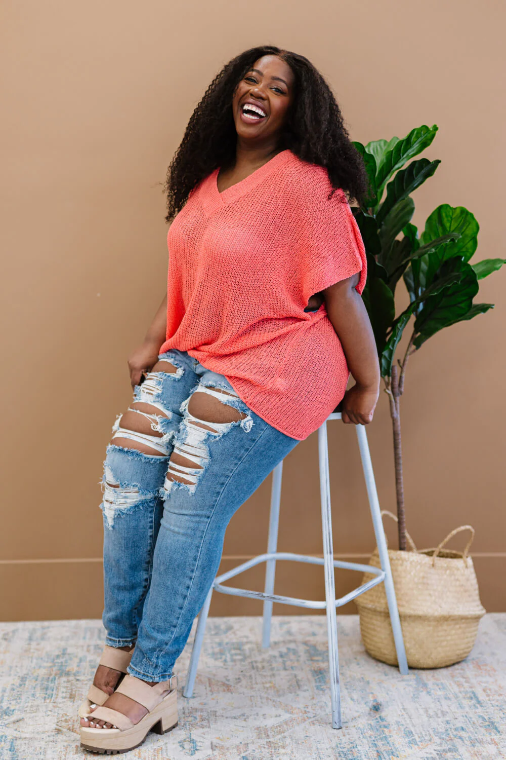 Zenana Lips Are Sealed Full Size Run Openwork Short-Sleeve Sweater - Image 6