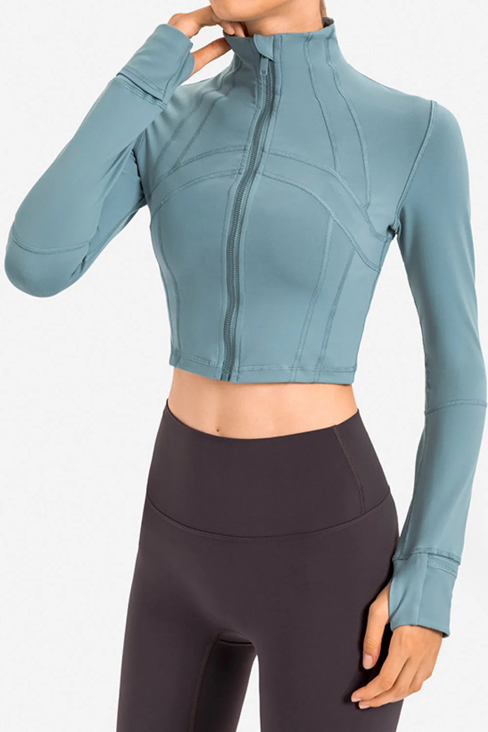 Zip Front Cropped Sports Jacket - Image 10