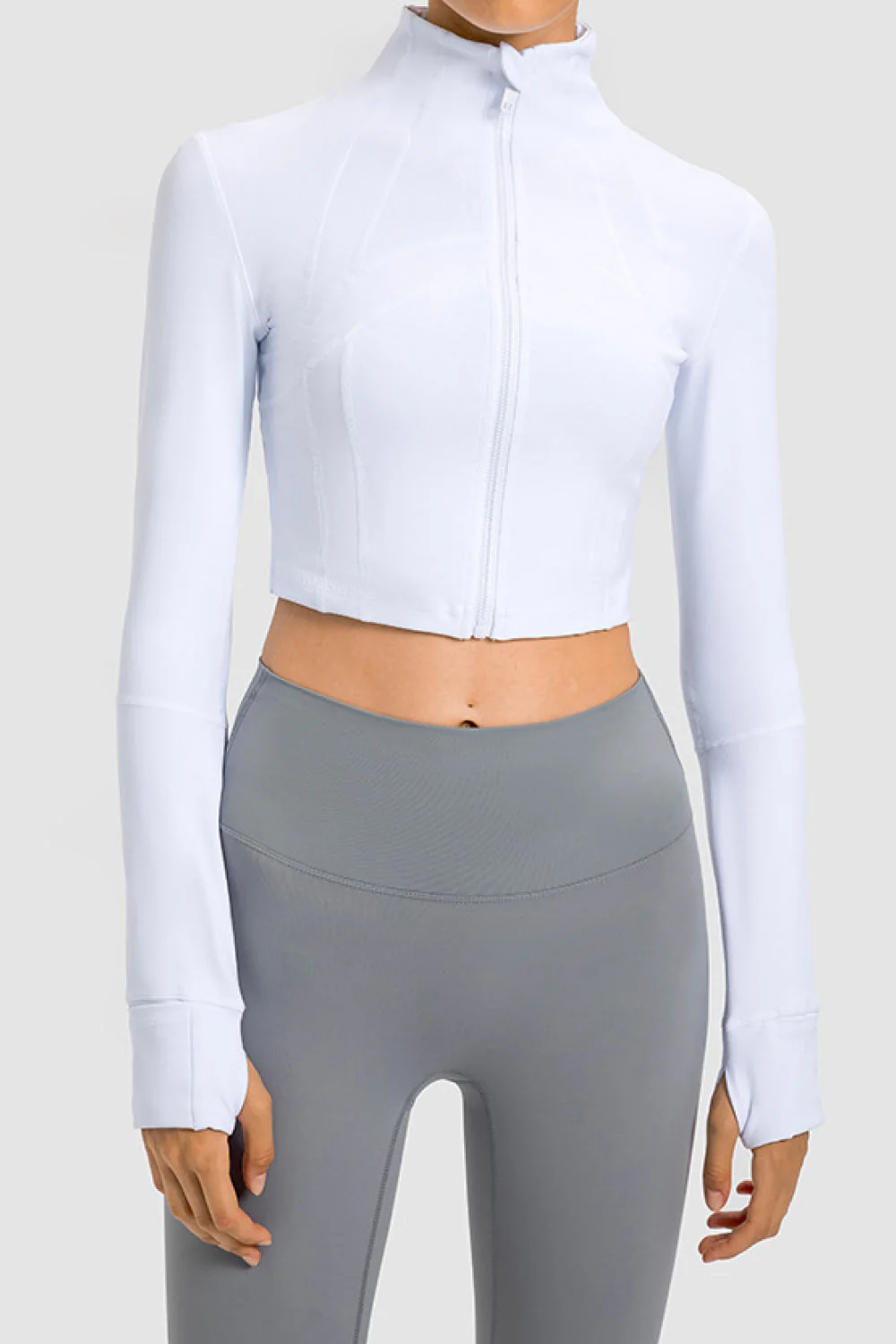 Zip Front Cropped Sports Jacket - Image 3