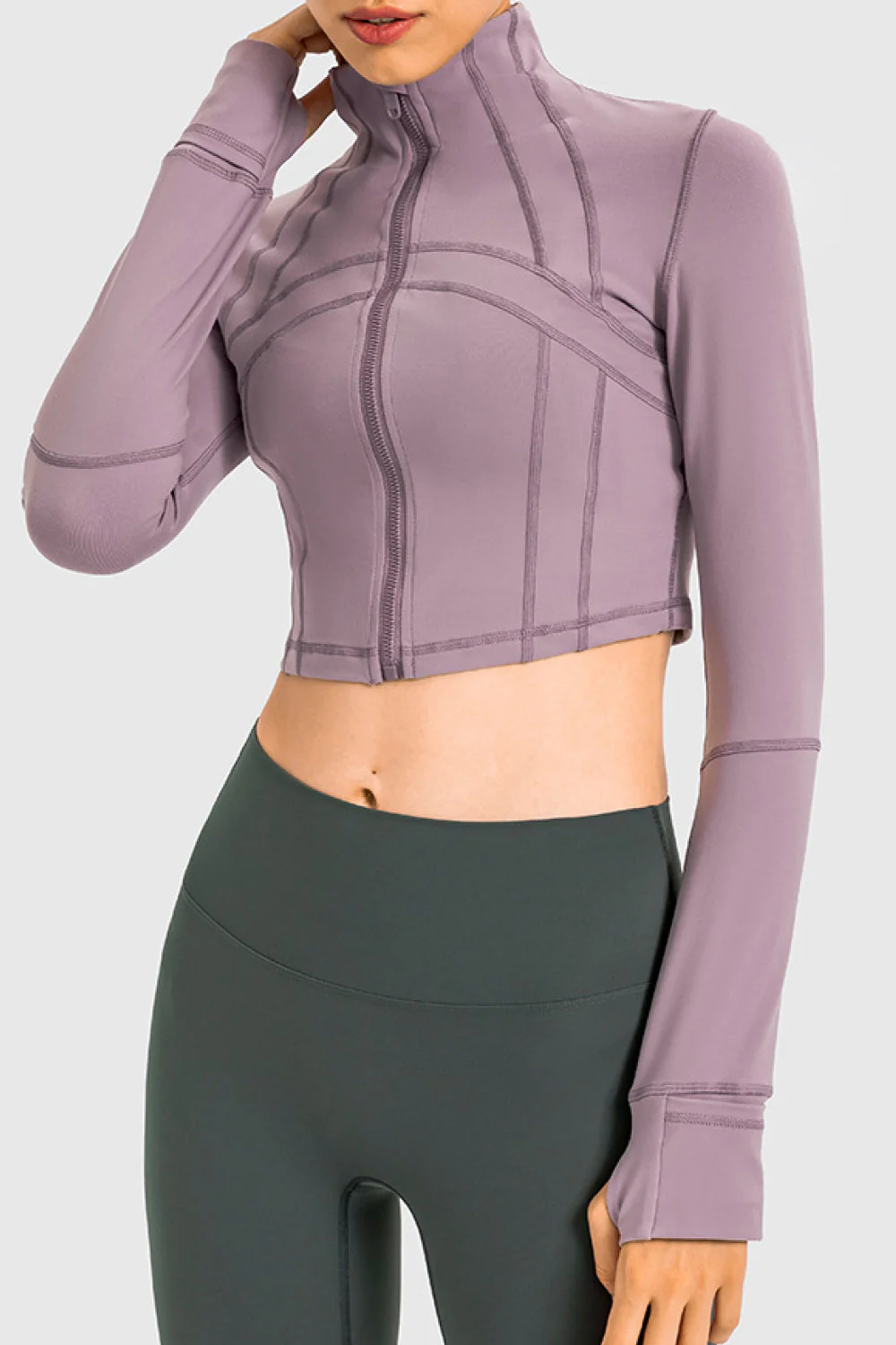 Zip Front Cropped Sports Jacket - Image 8