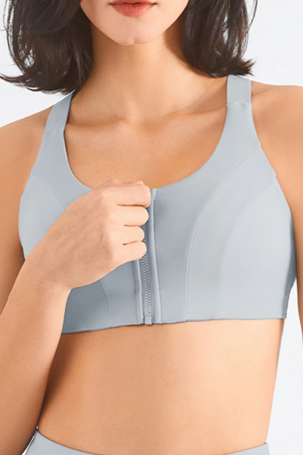 Zip-Up Racerback Sports Bra - Image 19