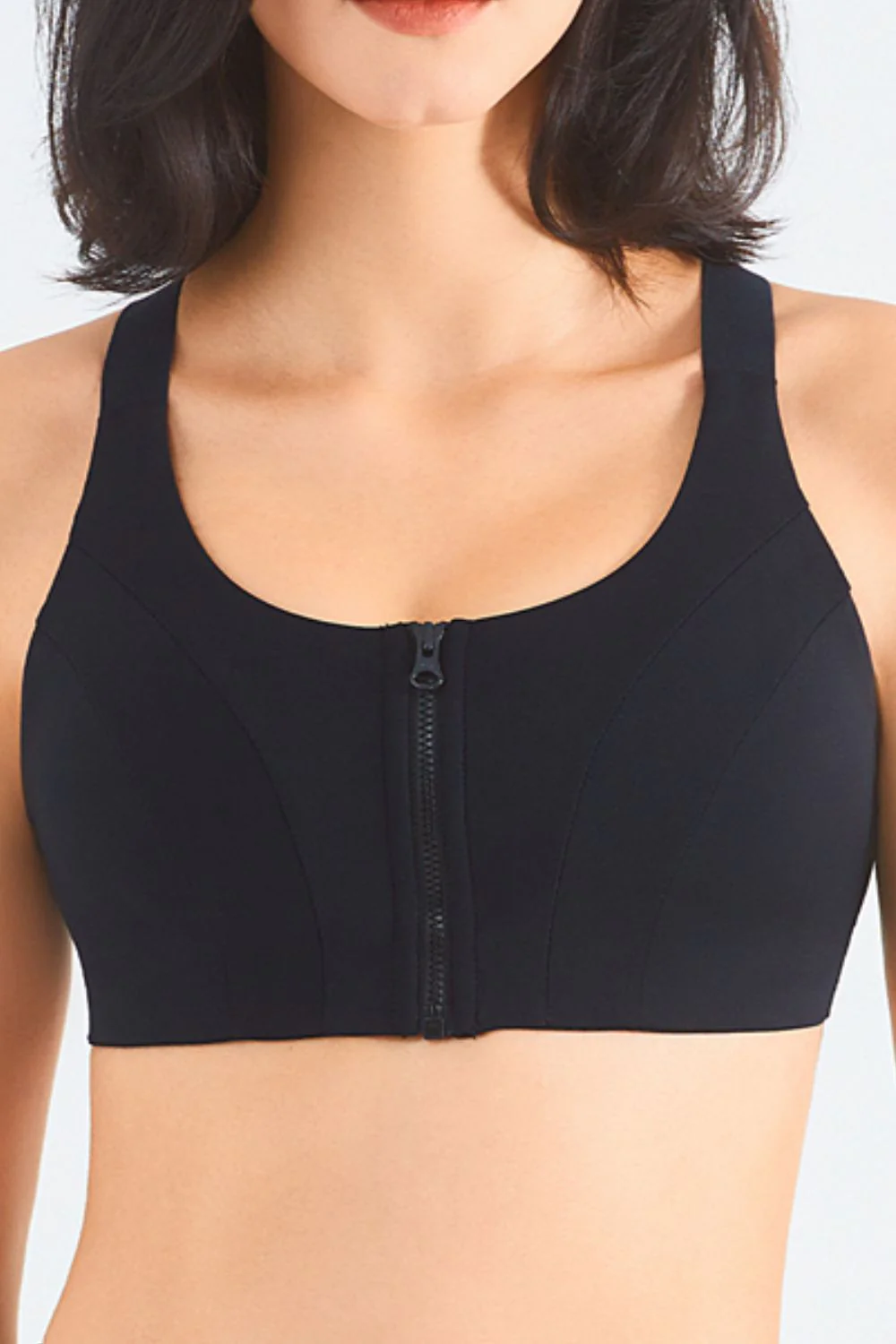 Zip-Up Racerback Sports Bra - Image 5