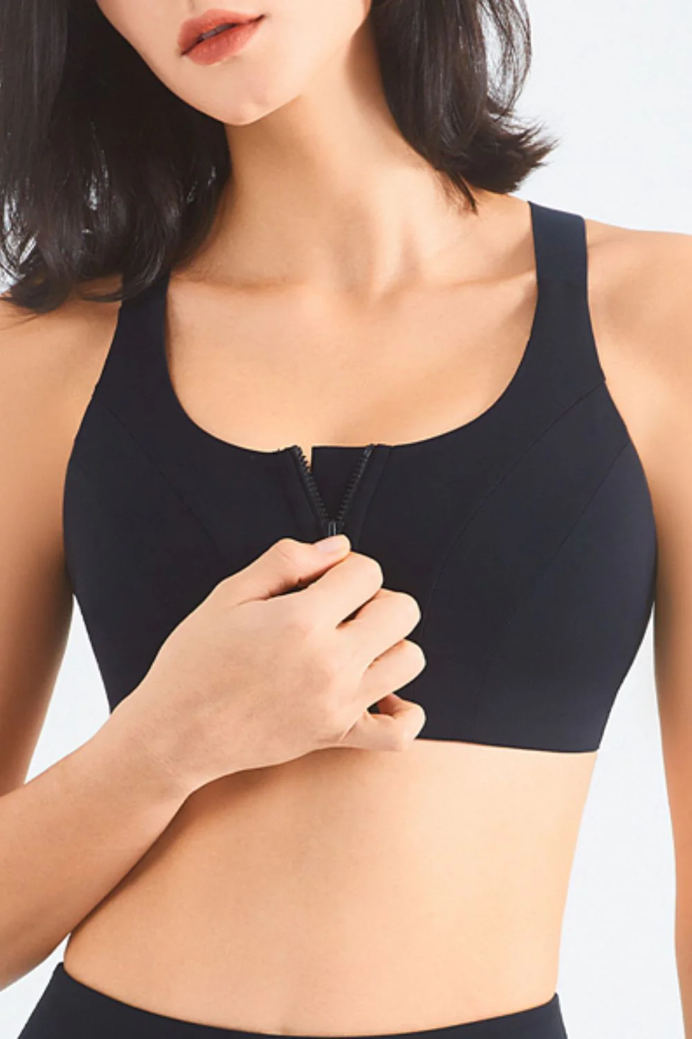 Zip-Up Racerback Sports Bra - Image 7