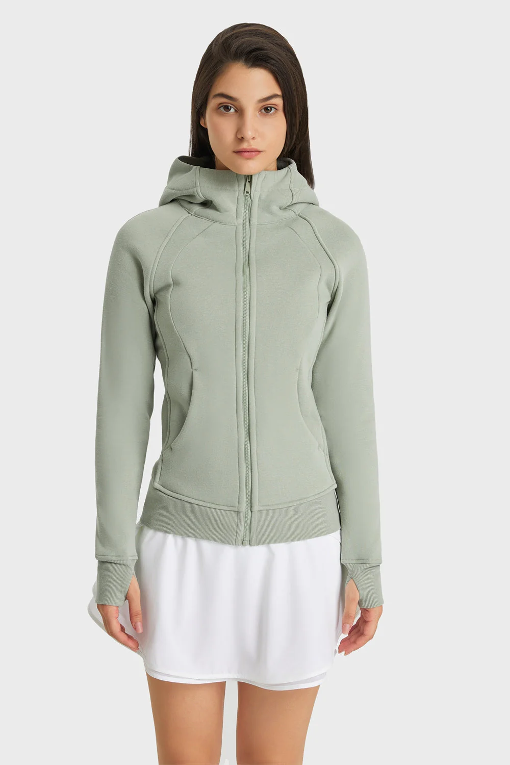 Zip Up Seam Detail Hooded Sports Jacket - Image 10