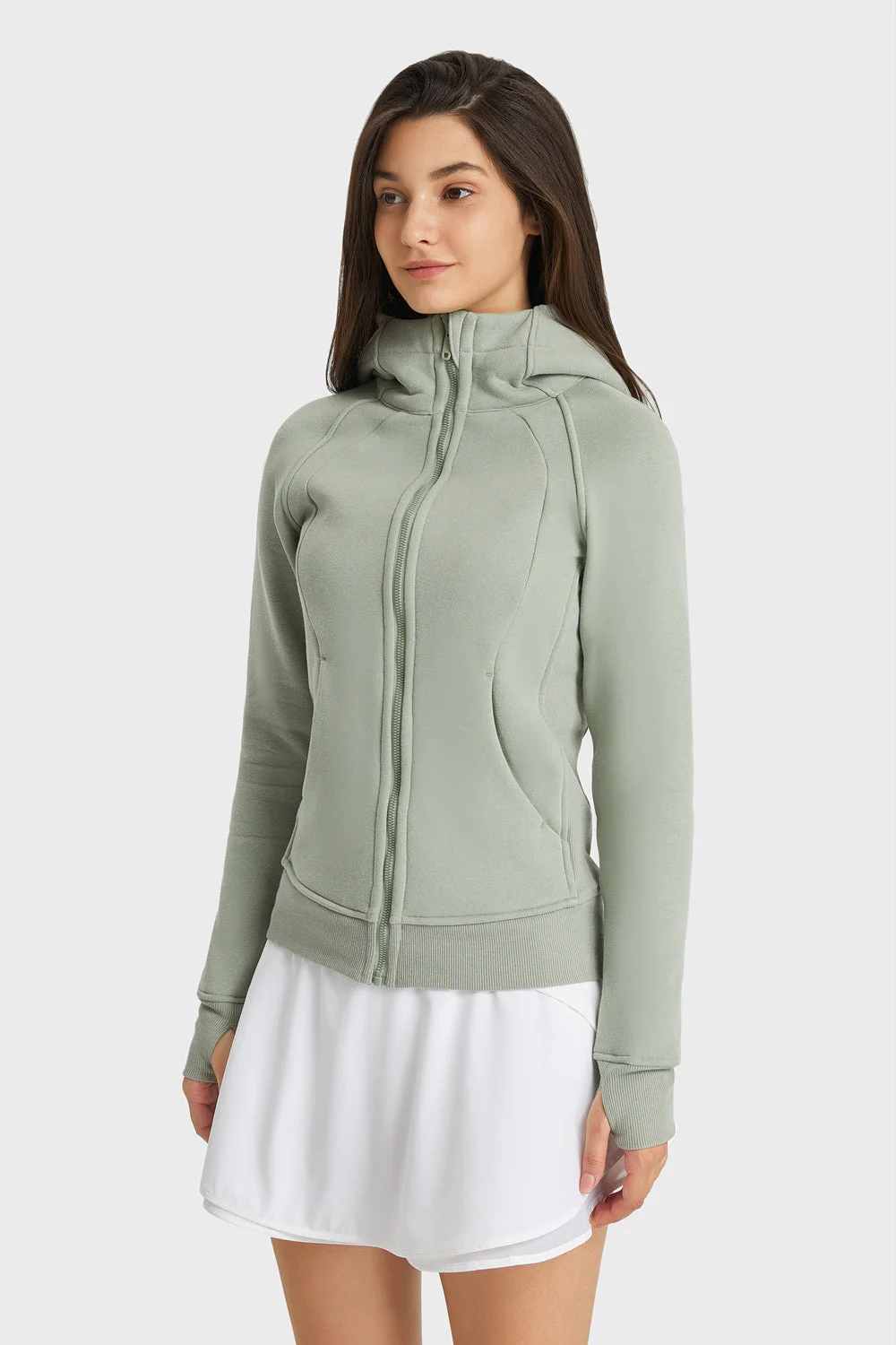 Zip Up Seam Detail Hooded Sports Jacket - Image 12