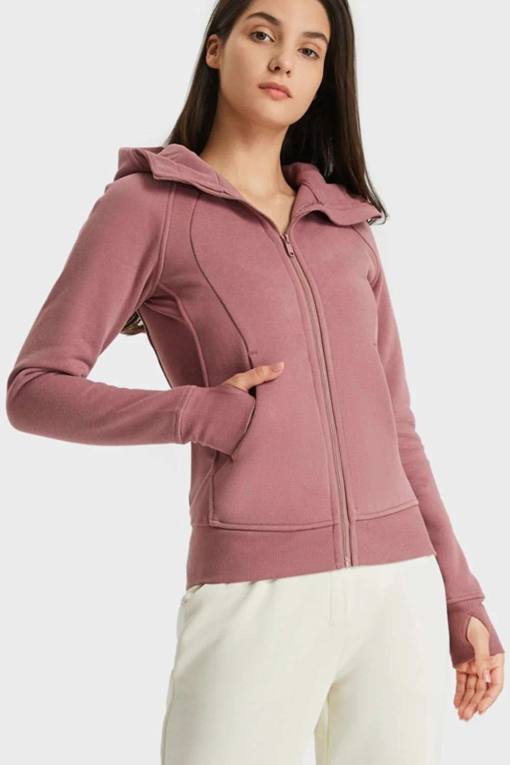 Zip Up Seam Detail Hooded Sports Jacket - Image 3