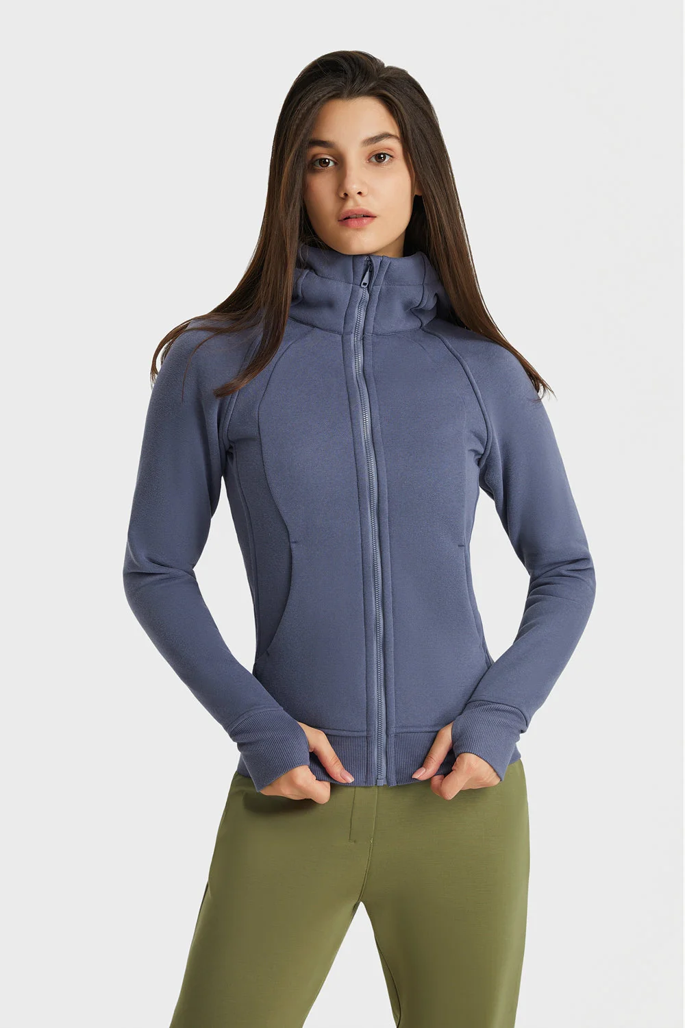 Zip Up Seam Detail Hooded Sports Jacket - Image 4