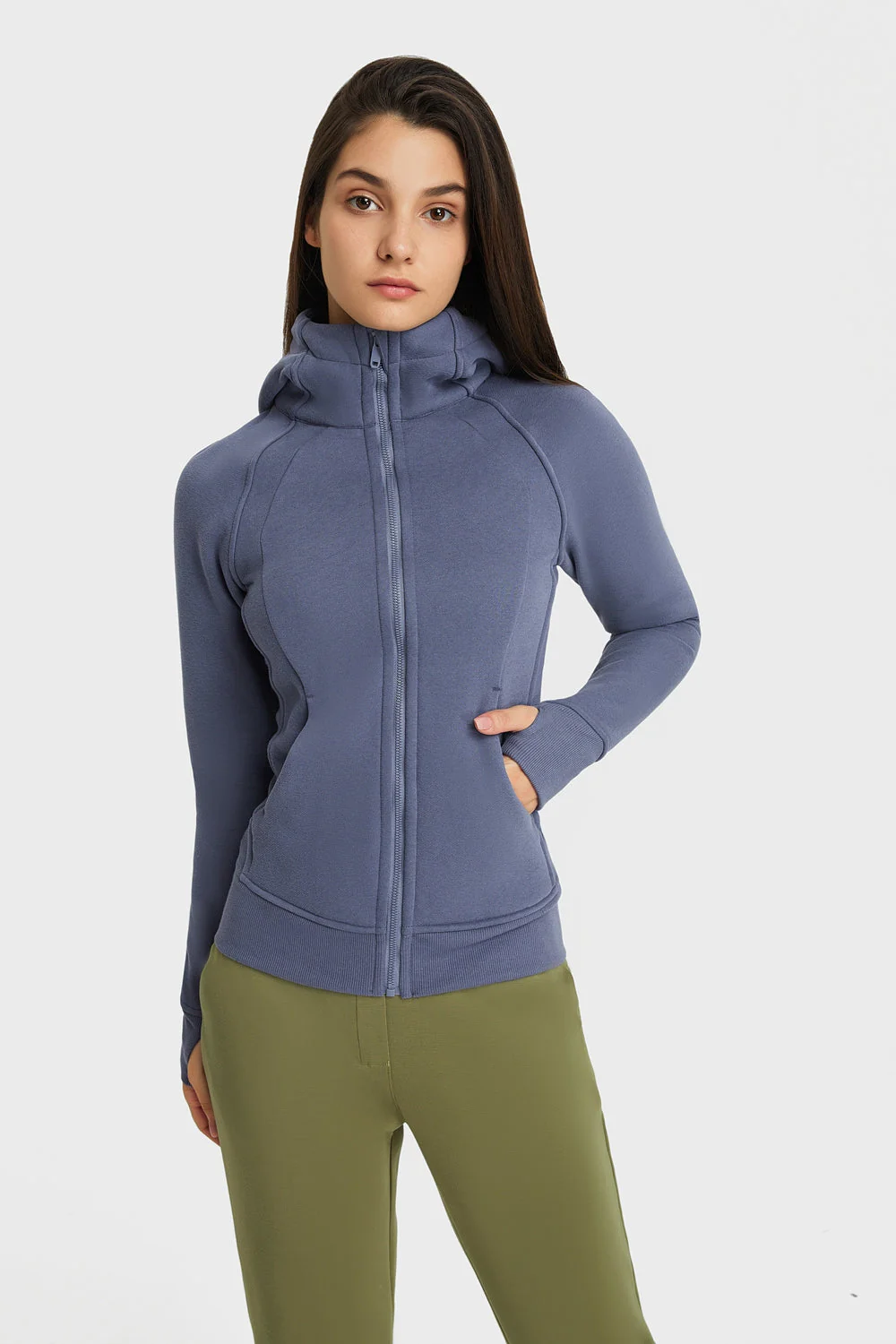 Zip Up Seam Detail Hooded Sports Jacket - Image 6