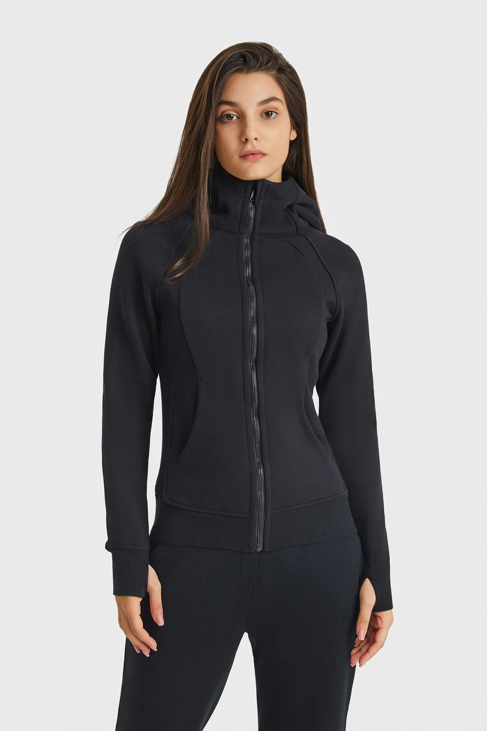 Zip Up Seam Detail Hooded Sports Jacket - Image 7